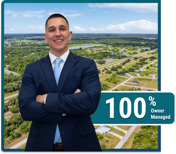 Cole Ames at a job site. Ames Built guarantees 100% owner-managed land development projects.